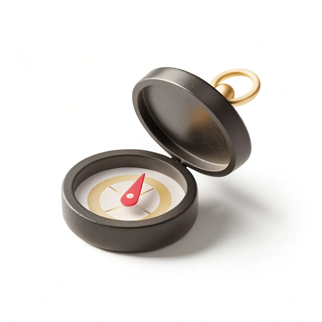 Make a compass 3d icon like Airbnb-style. Stylized but realistic,...