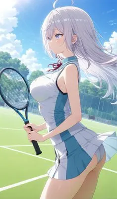 an anime character holding a tennis racket