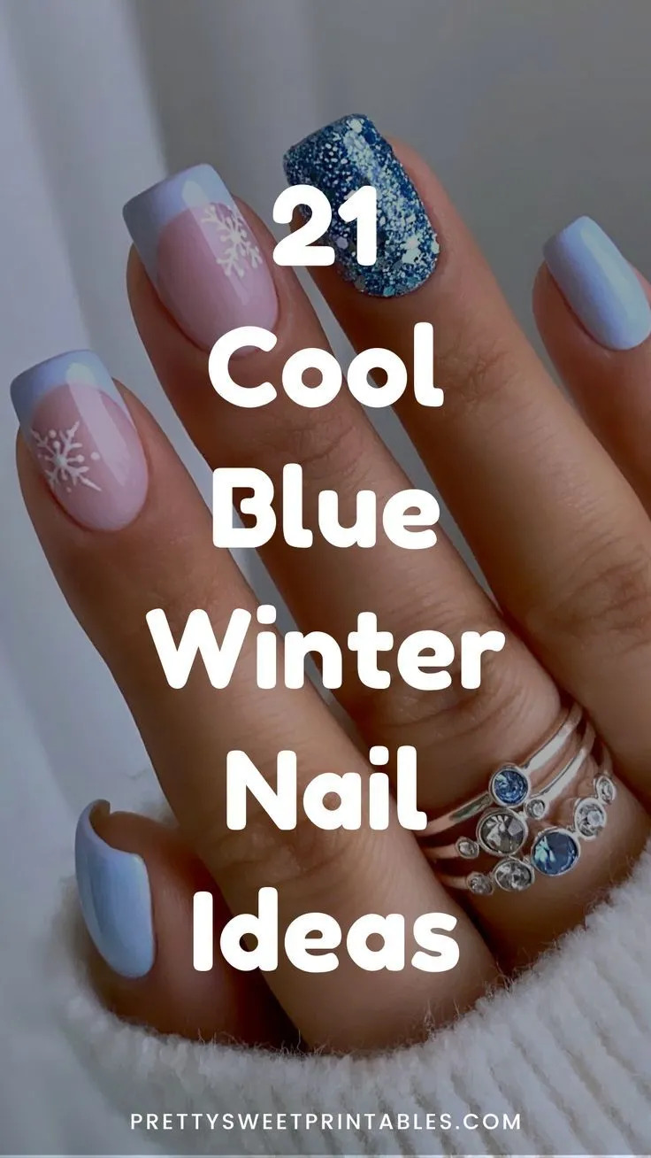 21 Cozy Blue Winter Nail Ideas For Cold-Weather Days