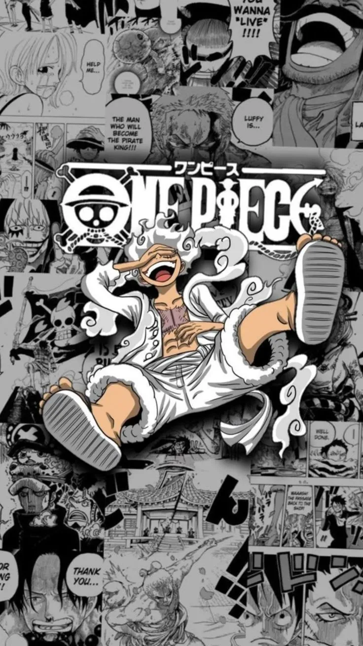 the cover to one piece, featuring an image of a man with his feet in the air
