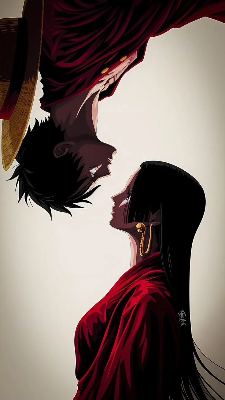 two people with hats on their heads are facing each other and one is kissing the other