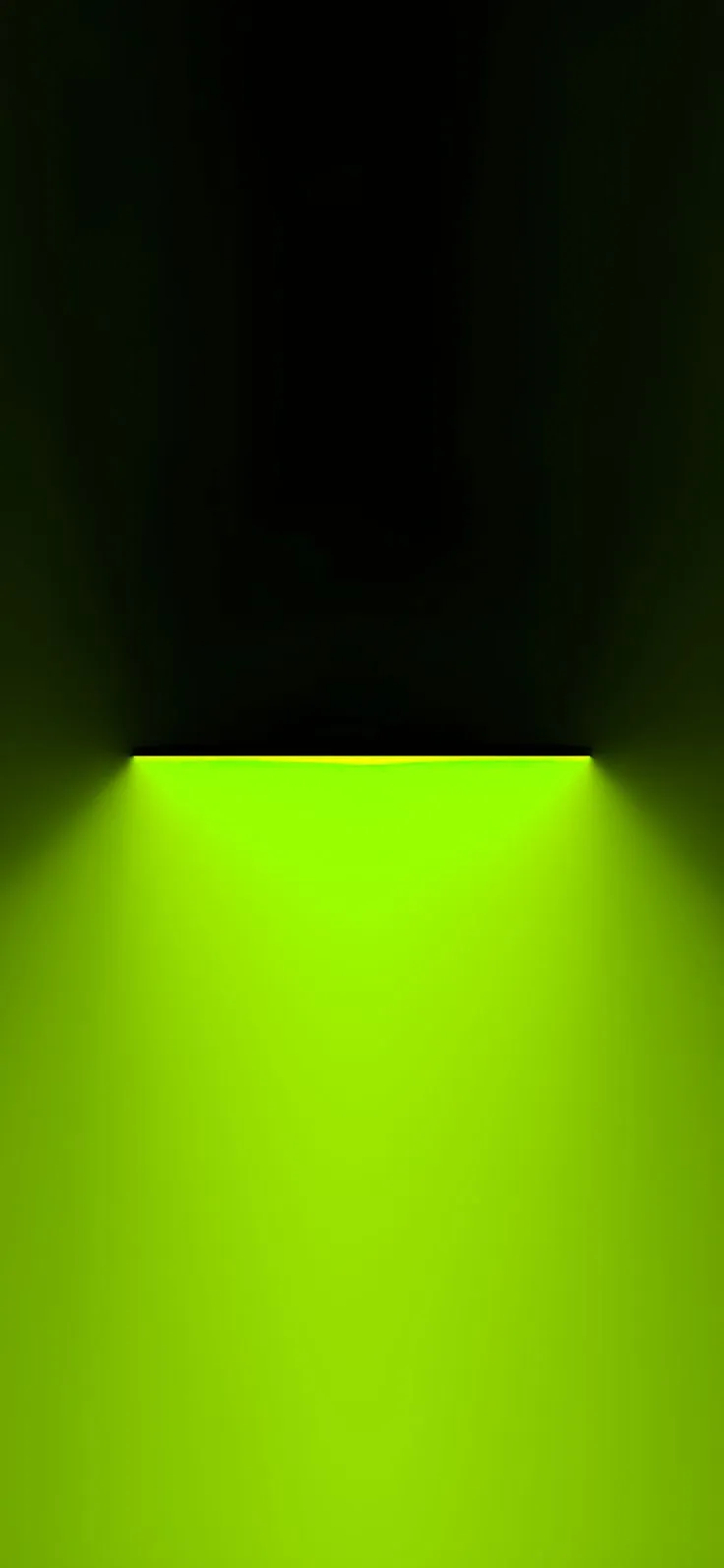 an empty room with two lights on the wall and one light at the end of the room