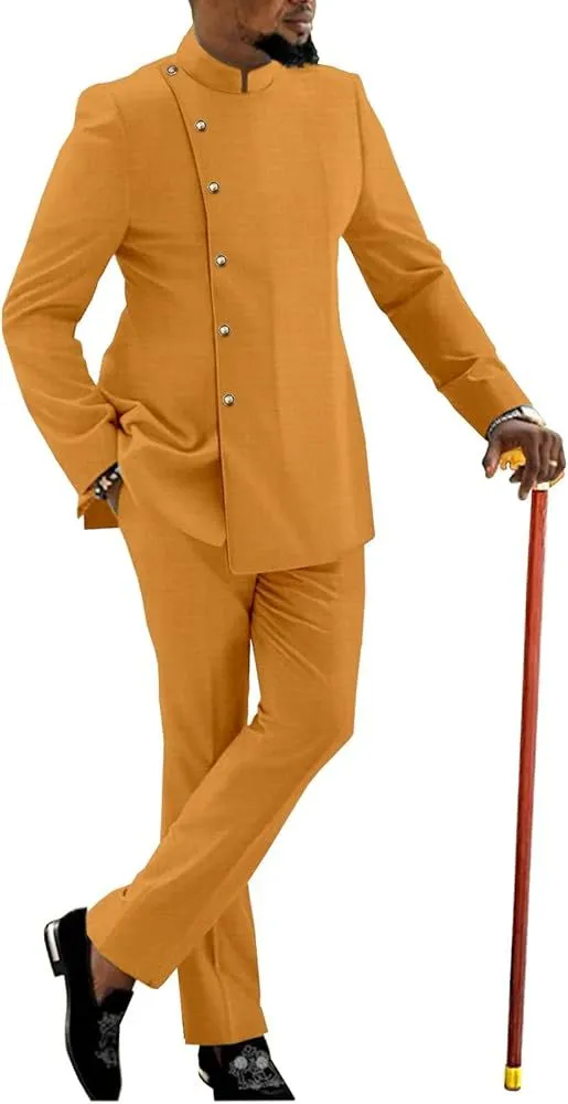 African Dashiki for Men Top and Pants Set African Outfits Formal Wedding Party African Mens Clothing r47 SunYellow Small at Amazon Men’s Clothing store
