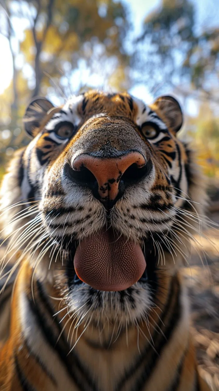 a close up of a tiger with its mouth open