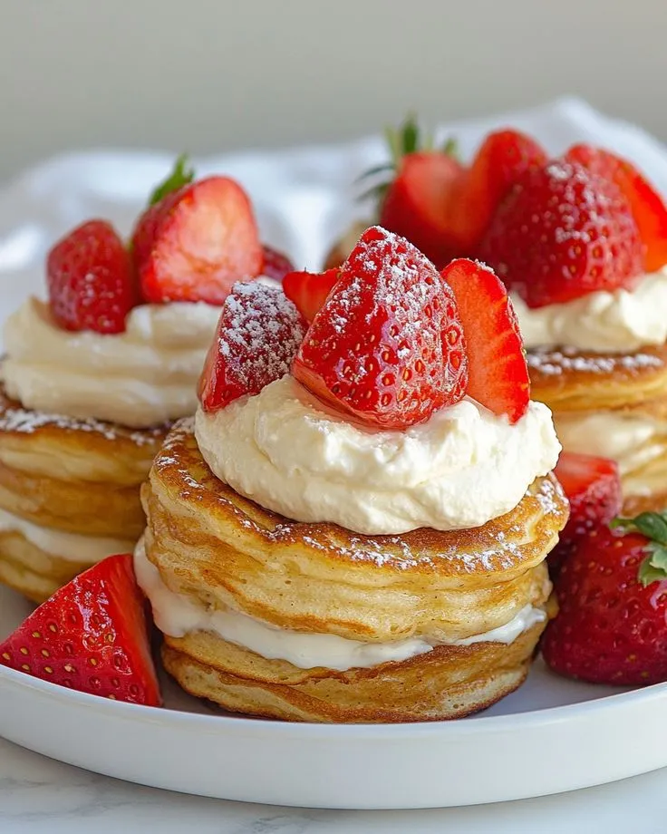 Pancake Cups with Cream Cheese and Strawberries