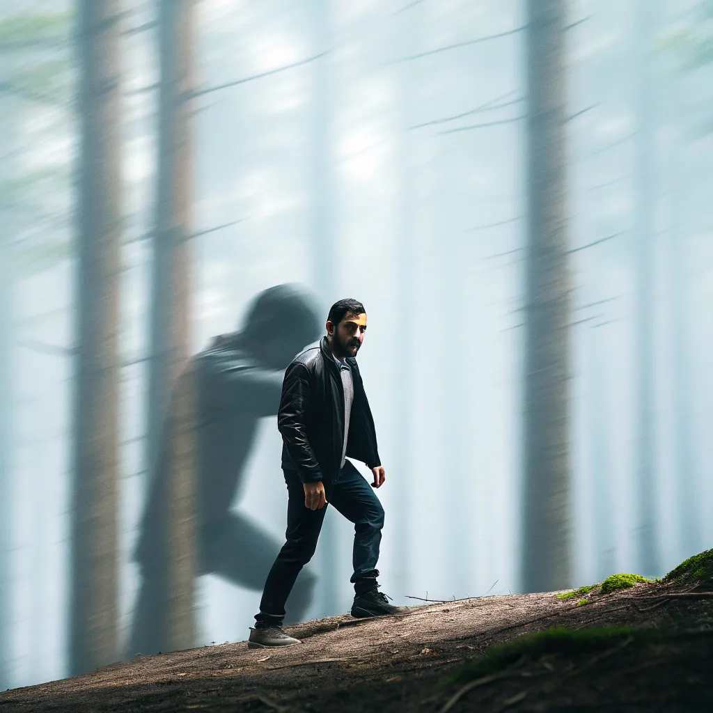 a man is standing with his back to a cliff...