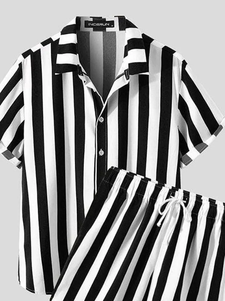 Chemise à Manches Courtes et Short de Plage pour Homme, Vêtement Décontracté, de Rue, Nouvelle