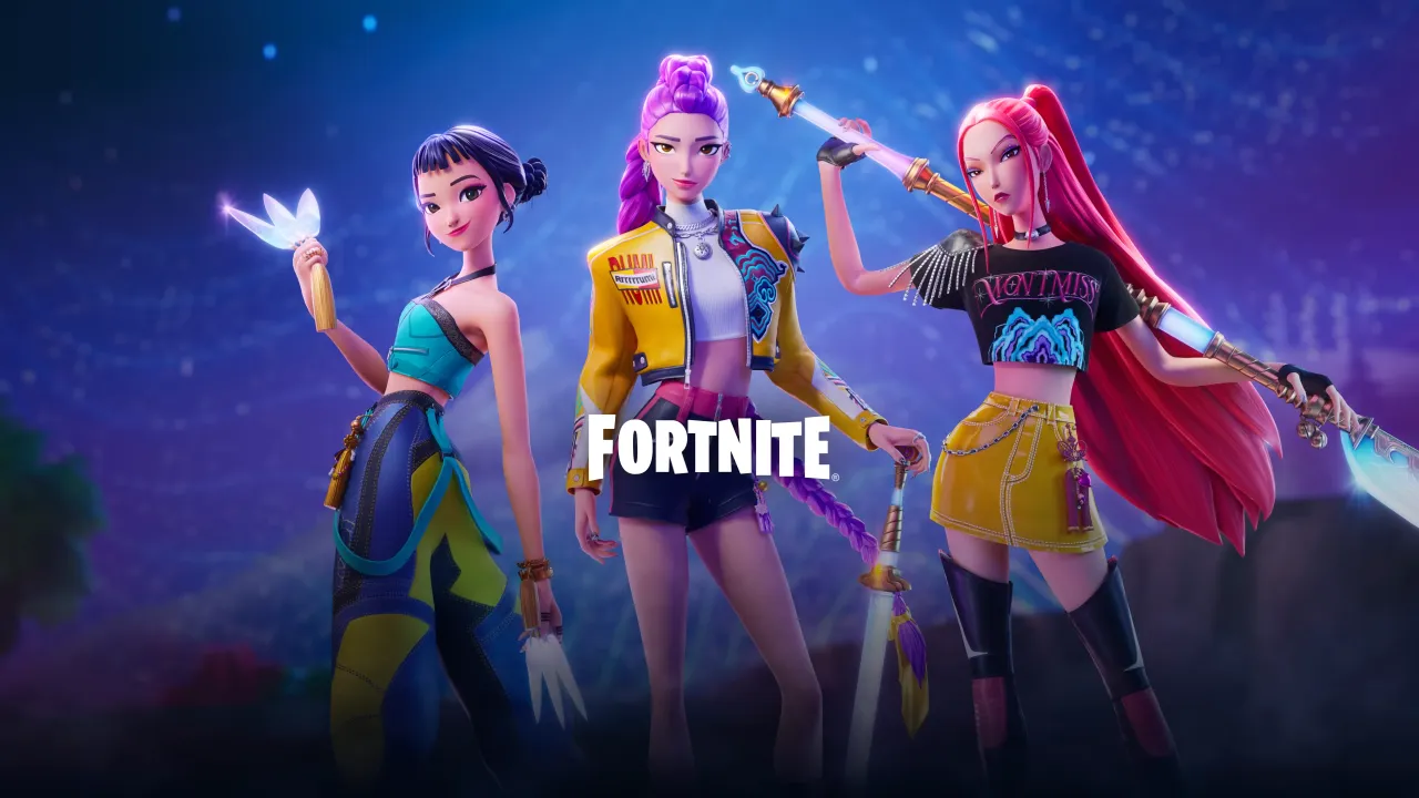 Fortnite, KPop Demon Hunters, 2025 Games, Rumi (Huntrix), Mira (Huntrix), Zoey (Huntrix)
